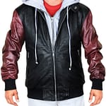 Justice League Flash Logo Hoodie Leather Jacket