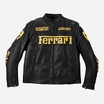 Yellow Black Ferrari Leather Jacket