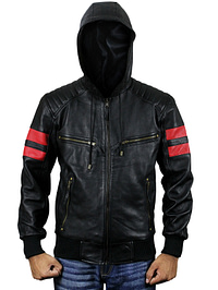 Black-Biker-Hoodie-Bomber-Leather-Jacket