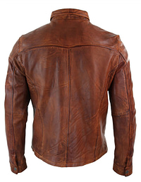 Mens Leather Jacket Brown Retro Slim Fit Real Soft Leather Shirt