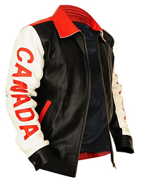 Cafe Racer Canadian Flag Biker Leather Jacket