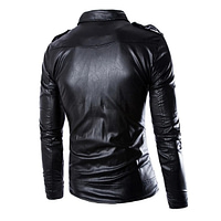 Diagonal front Zip Faux Black Leather Jacket