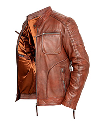 Cafe Racer Brando Motorcycle Brown Leather Jacket