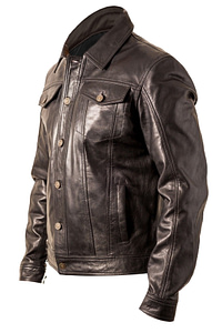 Mens-Casual-Denim-Western-Trucker-Leather-JacketMens Casual Denim Western Trucker Leather Jacket