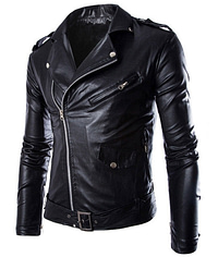Brando Buckles Men Slimfit Biker Leather Jacket