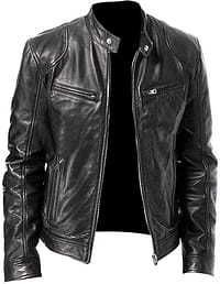 Mens-Slim-Fit-Biker-Black-Leather-Jacket