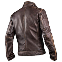 Mens Vintage Biker Distressed Leather Jacket