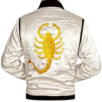 Drive Scorpion Ryan Gosling Ivory Satin Bomber Jacket