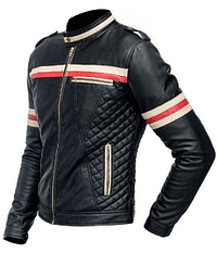 Mens Red & White Motorcycle Jacket