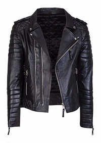 Mens Diamond Quilted Kay Michael Soft Sheep Leather Black Slim Fit Biker Jacket
