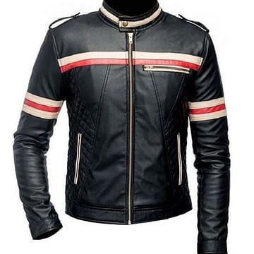 Mens Red & White Motorcycle Jacket