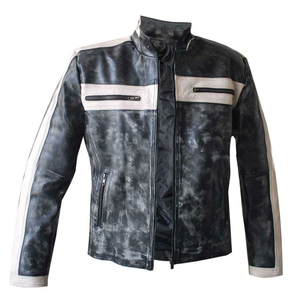 Grey Designers Bomber Leather Jacket