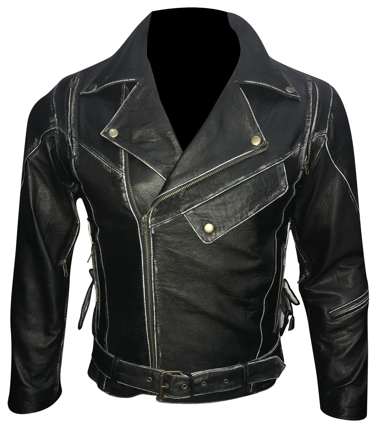 Men Asymmetrical Motorcycle Black Slim Fit Biker Lambskin Leather Jacket