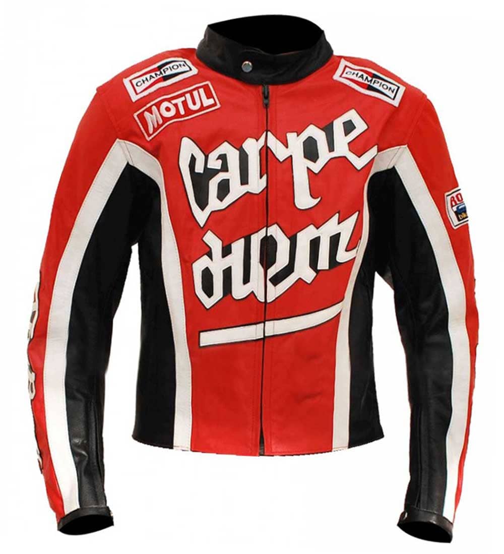 Carpe Diem Crazy Horse Red Riding Motorcycle Leather Jacket