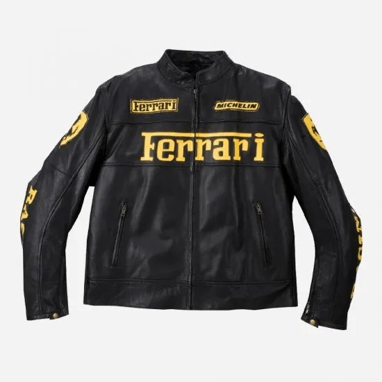 Yellow Black Ferrari Leather Jacket