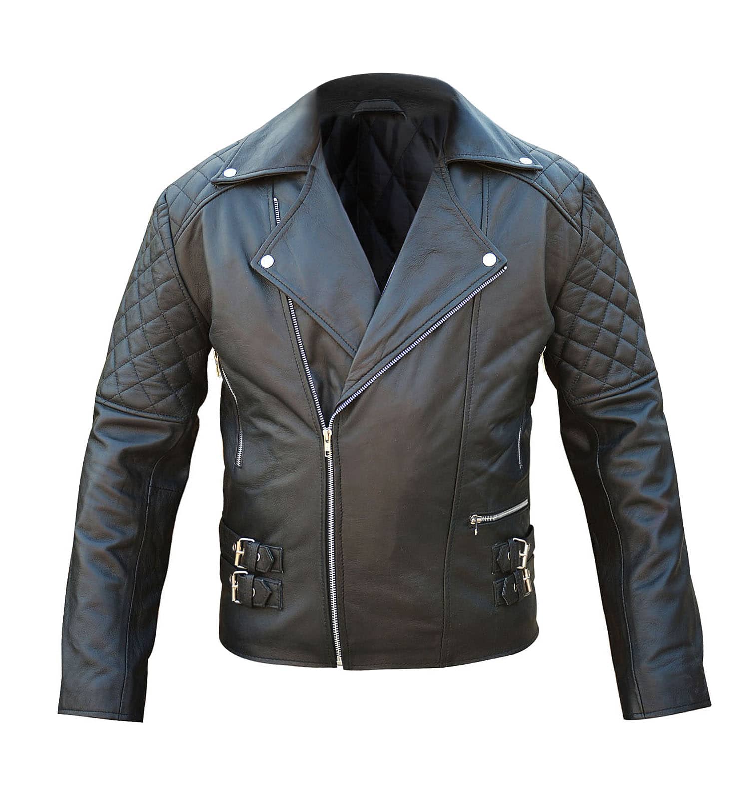 Brando Quilted Black Leather Jacket